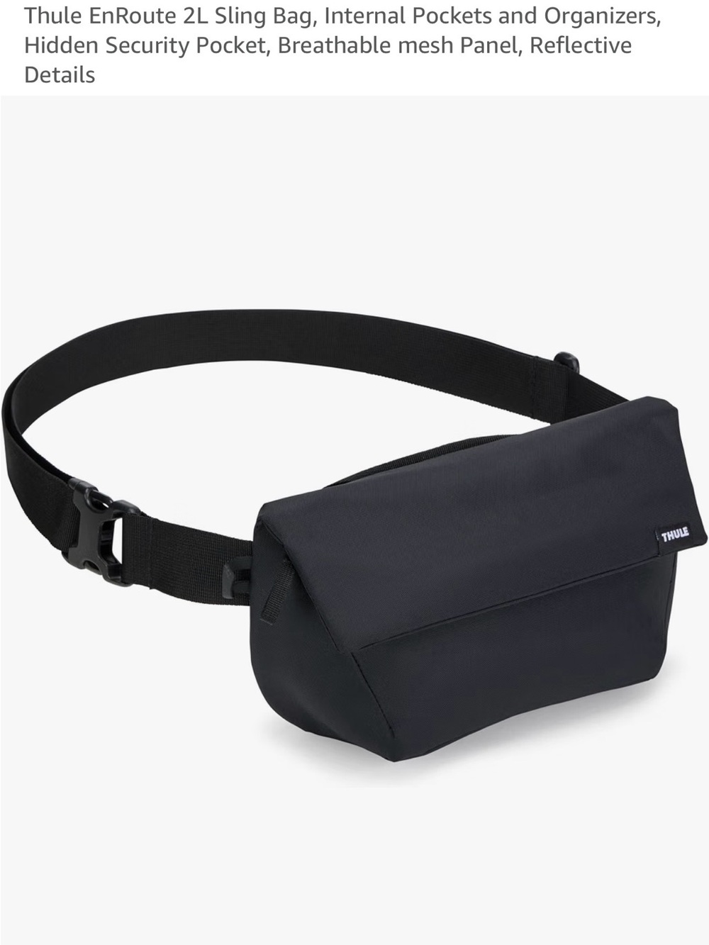 Thule Black Sling Bag with Adjustable Crossbody Strap - Picture 2 of 8